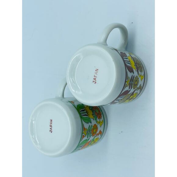 MCM Fred Roberts Co. Retro Floral Porcelain Coffee Cups Made in Japan - Picture 5 of 6
